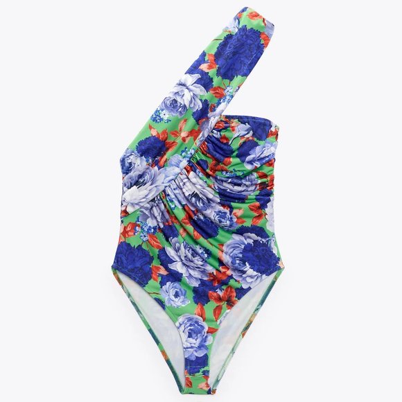 NWT - Zara Floral Asymmetrical Bodysuit - Picture 2 of 9